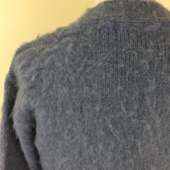 WE11DONE Blue Wool Blend Soft Knit Logo Buttons Embroidery Cropped Cardigan - Picture 13 of 13